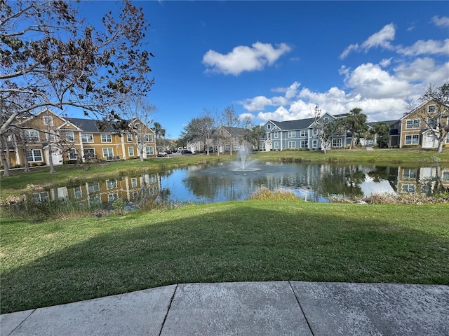 view of water feature with a residential view