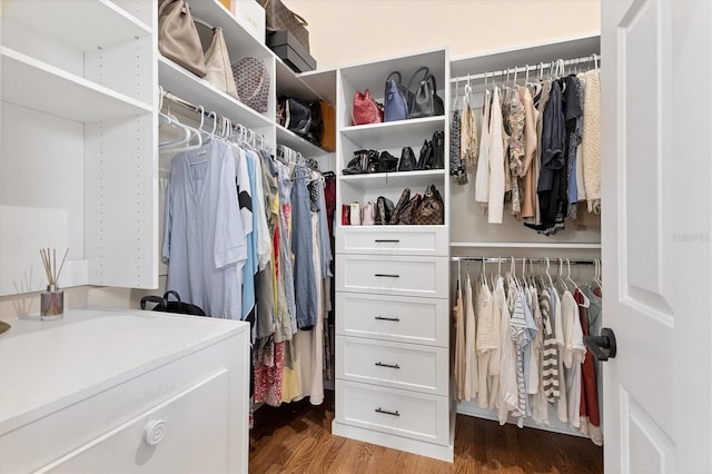 spacious closet with wood finished floors