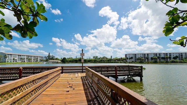 dock area featuring a water view