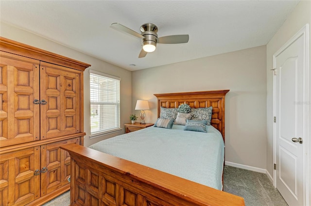 11607 Meadowgate Pl, Bradenton, FL 34211 - bedroom with light colored carpet, a ceiling fan, and baseboards