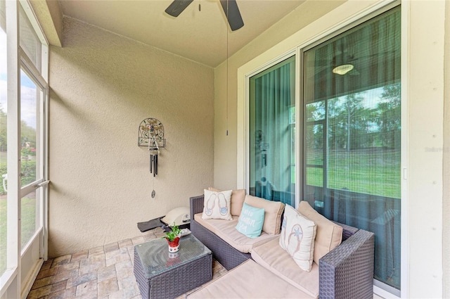 11607 Meadowgate Pl, Bradenton, FL 34211 - sunroom featuring a ceiling fan