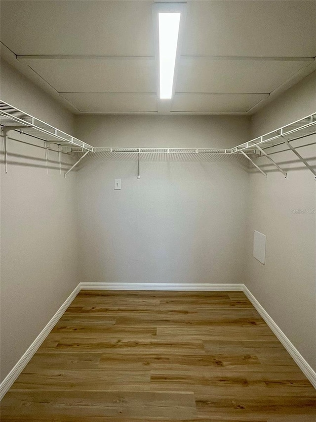 spacious closet with wood finished floors