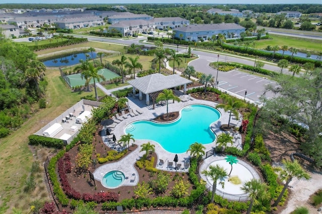 bird's eye view with a residential view