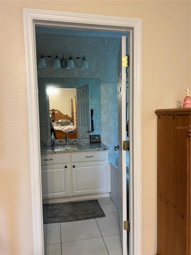 bathroom featuring vanity and tile patterned floors