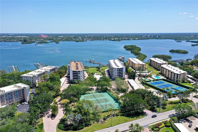 bird's eye view featuring a water view