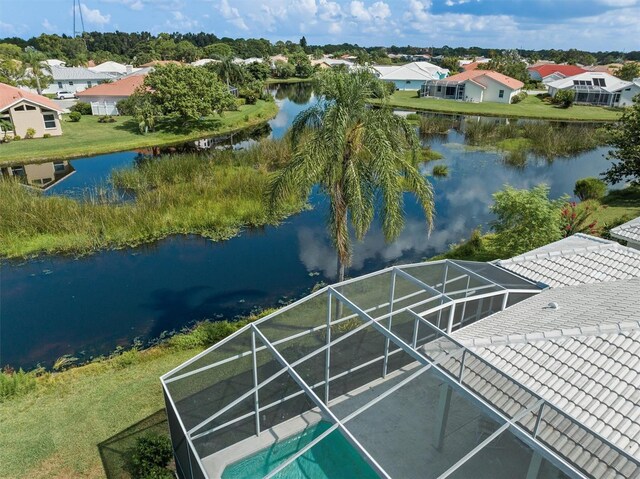 4173 Hearthstone Dr, Sarasota, FL 34238 - drone / aerial view with a water view and a residential view