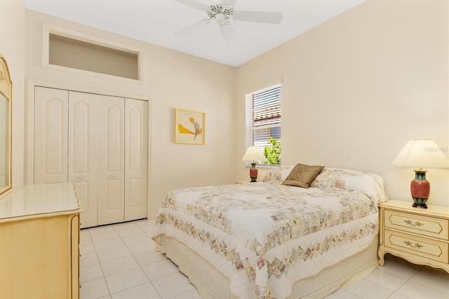 4173 Hearthstone Dr, Sarasota, FL 34238 - bedroom with light tile patterned floors, a closet, and ceiling fan