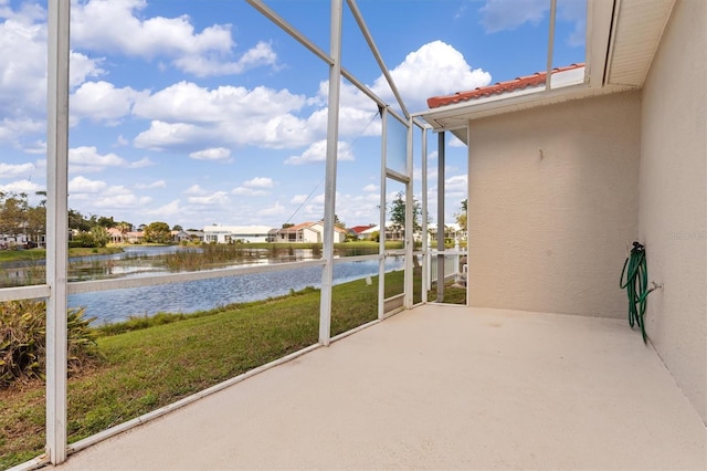 4173 Hearthstone Dr, Sarasota, FL 34238 - unfurnished sunroom with a water view and a residential view