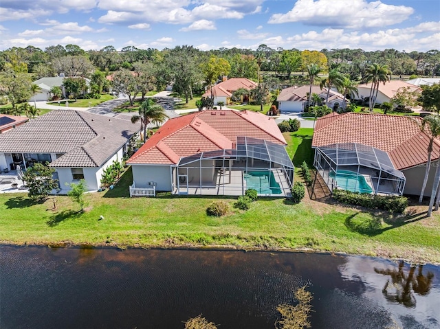 4173 Hearthstone Dr, Sarasota, FL 34238 - bird's eye view featuring a water view and a residential view