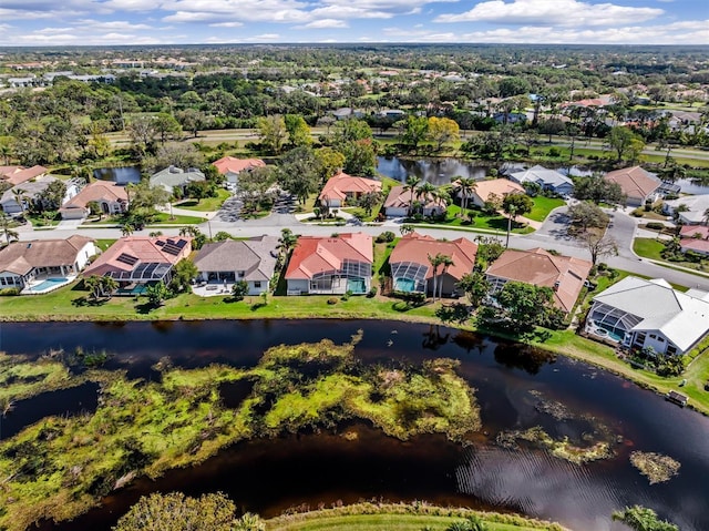 4173 Hearthstone Dr, Sarasota, FL 34238 - bird's eye view with a water view and a residential view