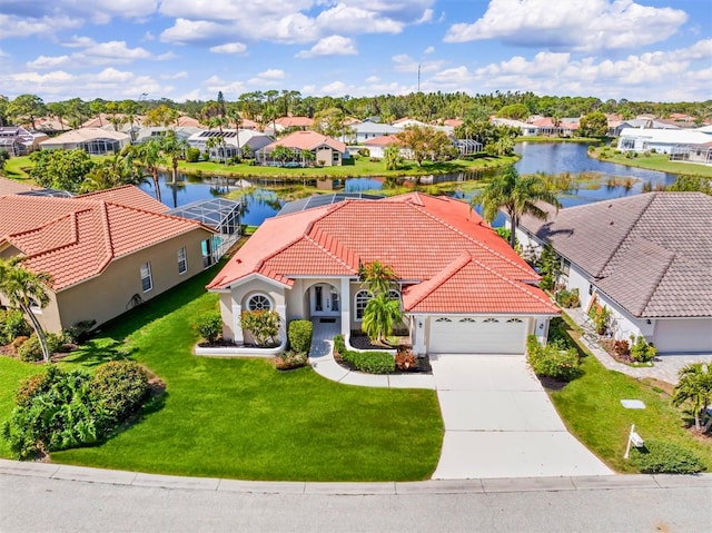 4173 Hearthstone Dr, Sarasota, FL 34238 - view of front of house featuring a residential view, a tiled roof, a garage, and concrete driveway