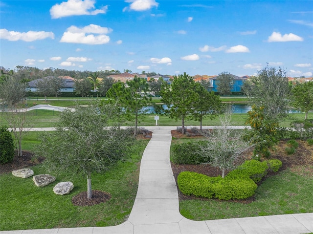 view of property's community featuring a yard