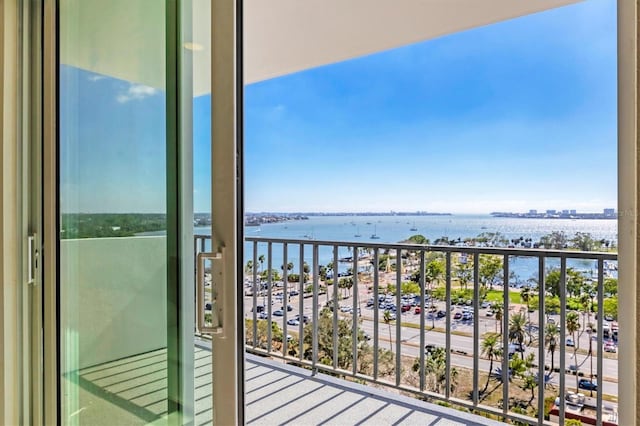 balcony with a water view