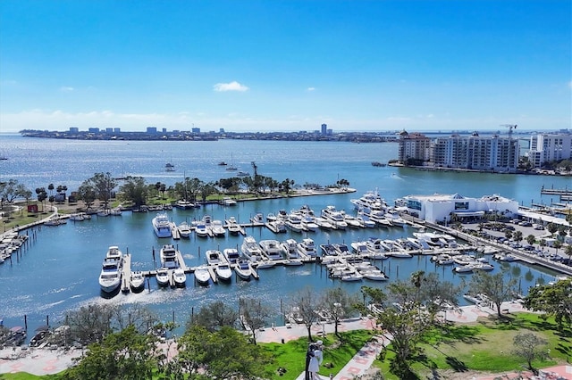 property view of water with a view of city