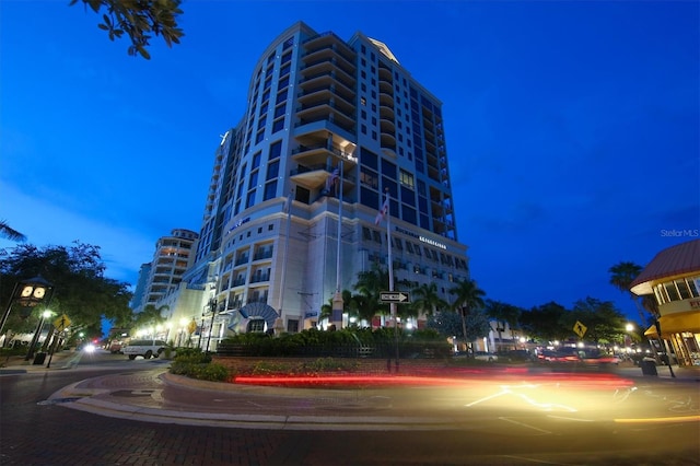 view of property at night