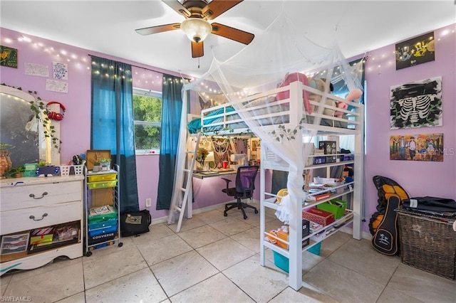 bedroom featuring light tile patterned floors