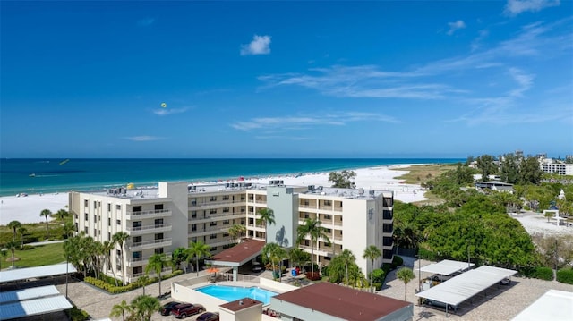5740 Midnight Pass Rd Unit 402, Sarasota, FL 34242 - aerial view featuring a beach view and a water view