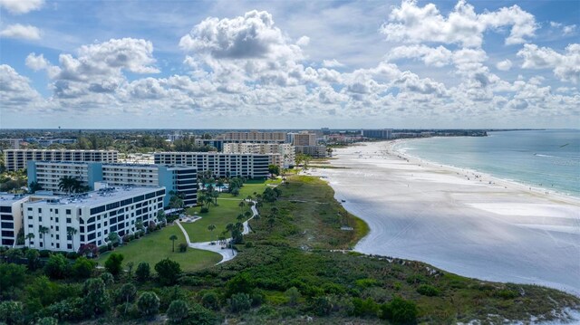 5740 Midnight Pass Rd Unit 402, Sarasota, FL 34242 - birds eye view of property with a city view, a beach view, and a water view