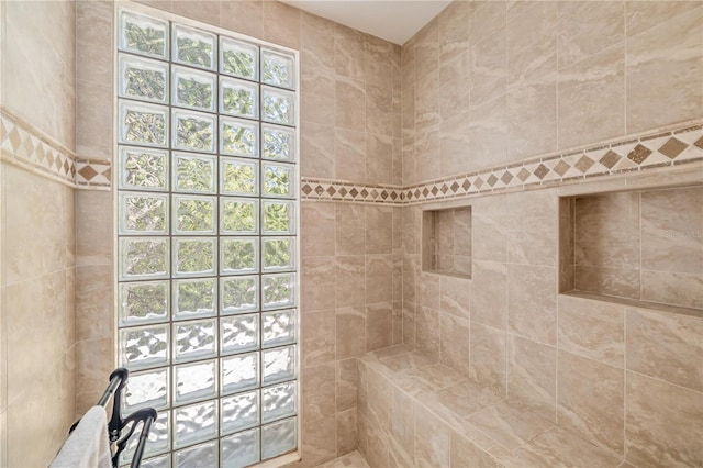 bathroom featuring walk in shower