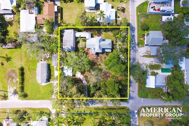 birds eye view of property with a residential view