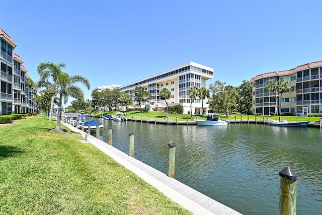 view of water feature featuring a boat dock