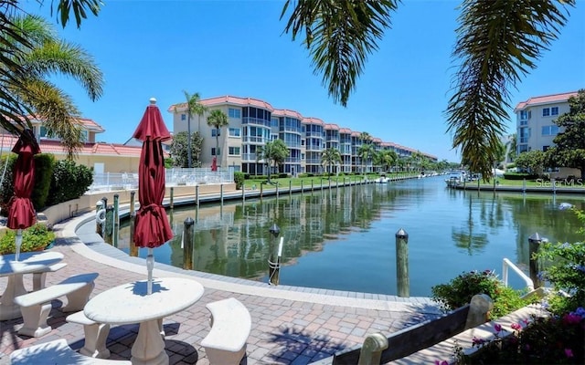exterior space with a dock