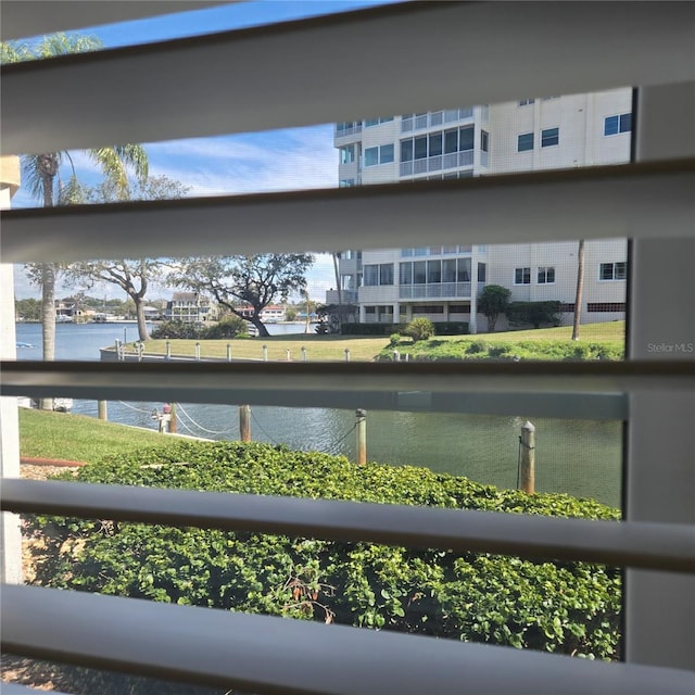 exterior details featuring a water view