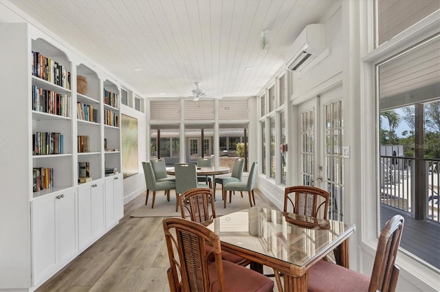 92 Tidy Island Blvd, Bradenton, FL 34210 - sunroom featuring french doors and an AC wall unit