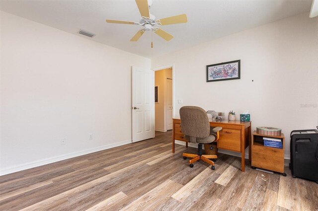 1730 Hudson St, Englewood, FL 34223 - office space with wood finished floors, baseboards, and ceiling fan