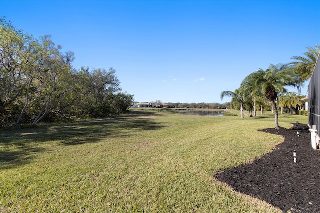 view of yard featuring a water view