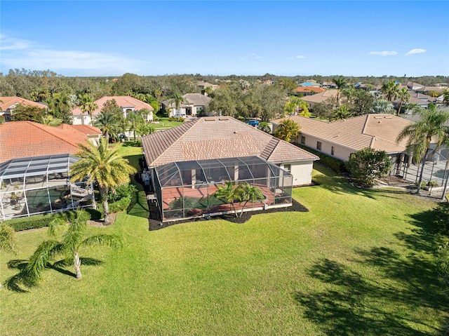 drone / aerial view with a residential view