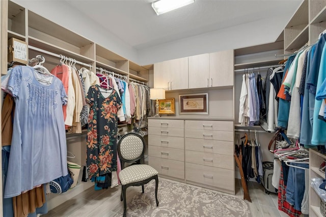 spacious closet with wood finish floors