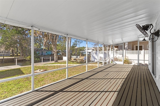 view of unfurnished sunroom