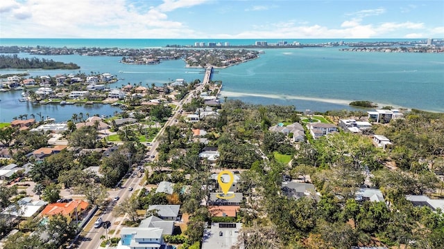 bird's eye view featuring a water view