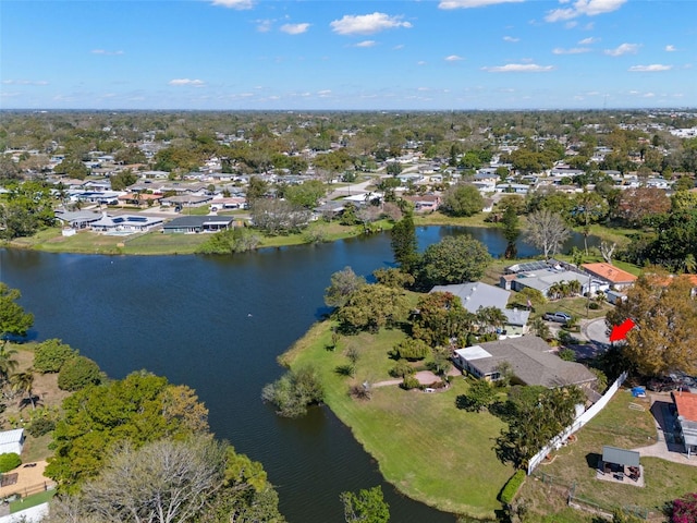 bird's eye view with a water view and a residential view