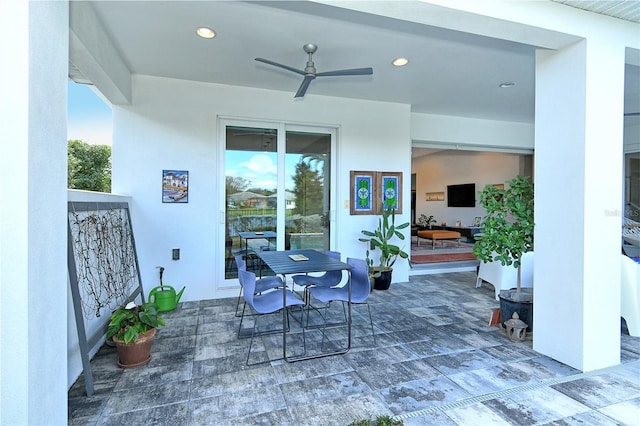 view of patio / terrace featuring a ceiling fan