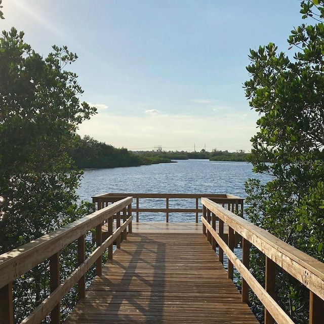 view of dock featuring a water view