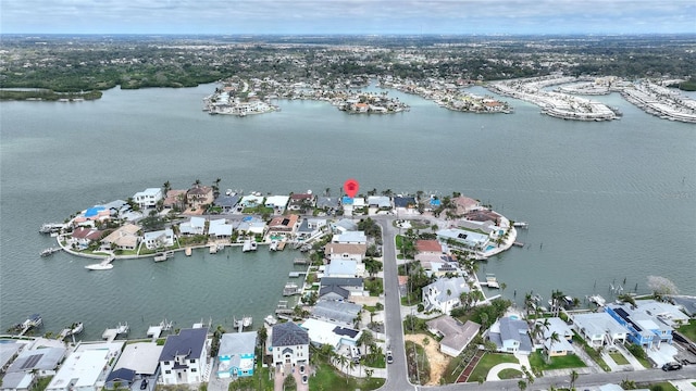 bird's eye view with a water view and a residential view