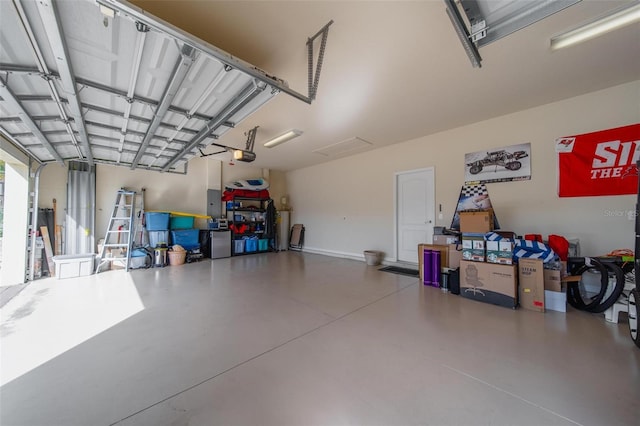 garage with a garage door opener