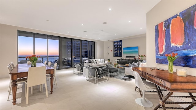 dining area with recessed lighting