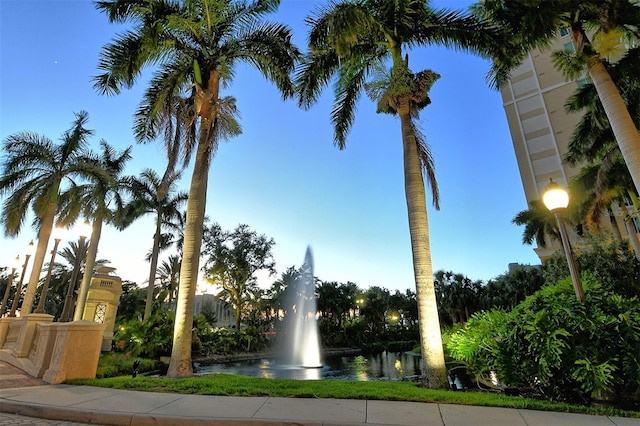 view of community featuring a water view