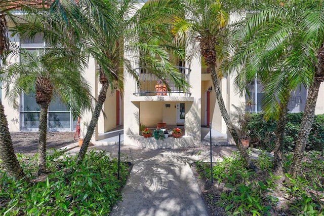 exterior space with stucco siding