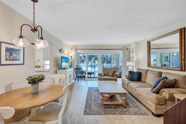 living room with light wood-type flooring