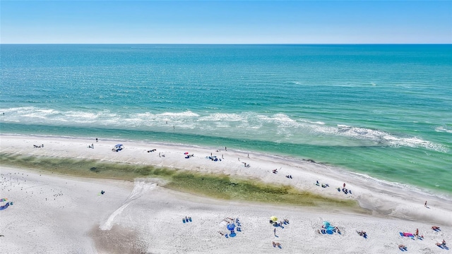 aerial view featuring a beach view and a water view