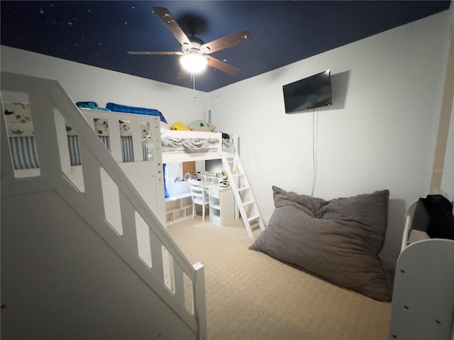 bedroom with carpet and ceiling fan