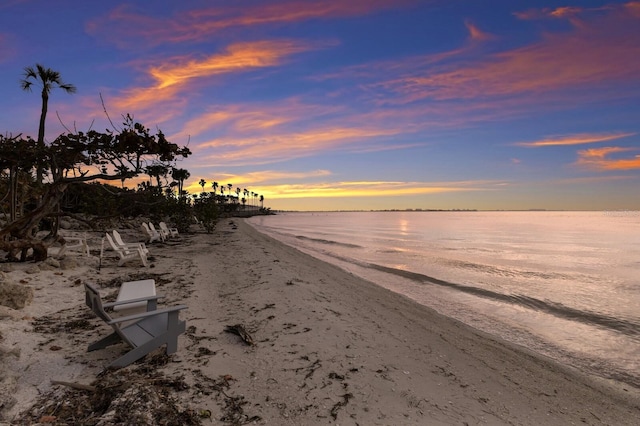 view of water feature featuring a beach view