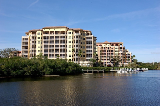 exterior space featuring a water view