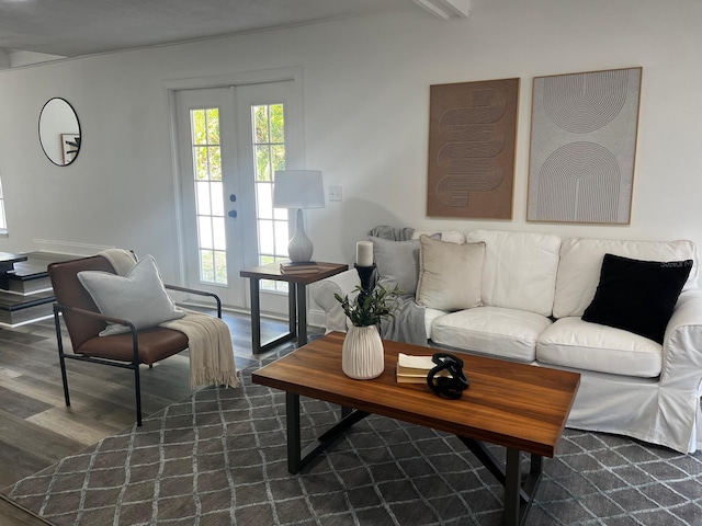 1397 43rd St, Sarasota, FL 34234 - living room with french doors and wood finished floors