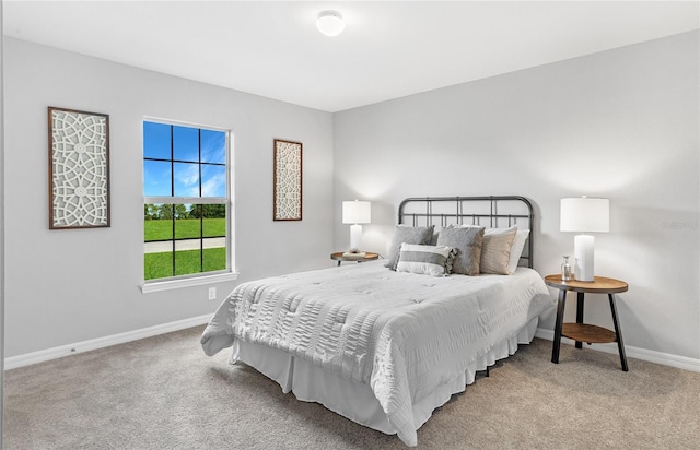 bedroom with carpet flooring and baseboards