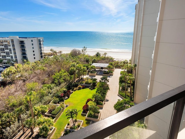 view of water feature featuring a beach view